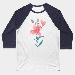 Pink Lily Flower Baseball T-Shirt